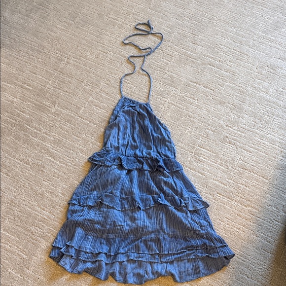 Lulu's Downright Daring Blue Backless Tiered Dress - Picture 3 of 4